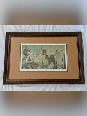 Vintage Charles Bragg Hand Signed "Postcards From Paris" Satirical Nude Artwork